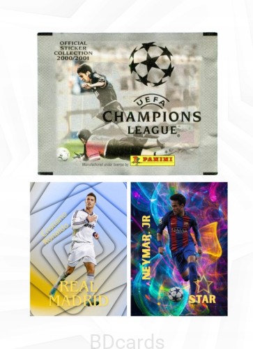 2000-01 Panini Champions League Saszetka 5 Naklejek GRATIS Neymar Ronaldo