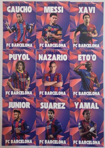 2025 Fc Barcelona 9 Kart Ronaldinho Messi Puyol Yamal Xavi Ronaldo Limited