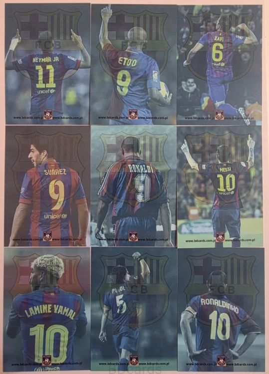 2025 Fc Barcelona 9 Kart Ronaldinho Messi Puyol Yamal Xavi Ronaldo Limited