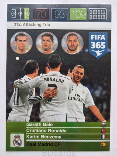2015-16 Panini Fifa 365 Ronaldo Bale Benzema Real Madryt Trio /FR12