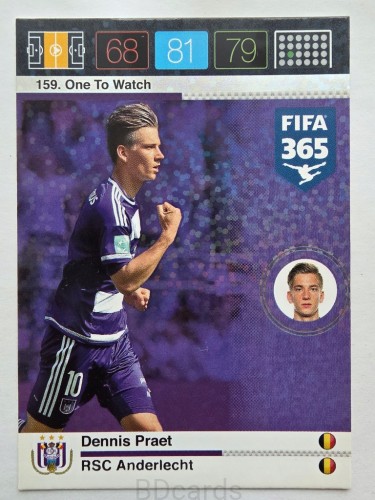 2015-16 Panini Fifa 365 Axel Dennis Praet RSC Anderlecht One To Watch /MR3