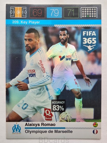 2015-16 Panini Fifa 365 Alaixys Romao Ol. Marsylia Key Player /MR24