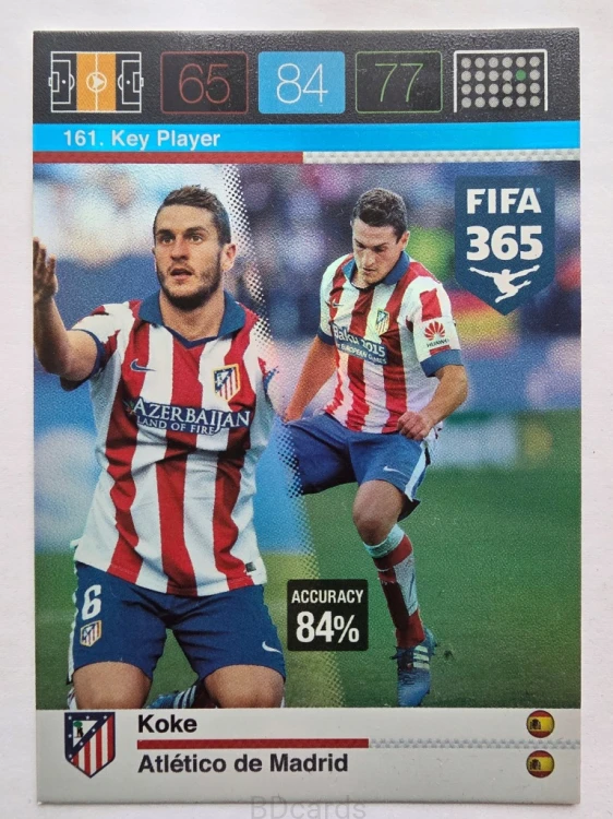 2015-16 Panini Fifa 365 Koke Atletico Madryt Key Player /MR25