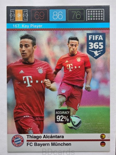 2015-16 Panini Fifa 365 Thiago Alcantara Bayern Monachium Key Player /AU26