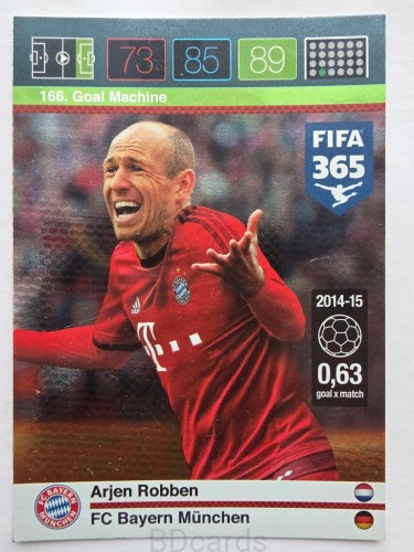 2015-16 Panini Fifa 365 Arjen Robben Bayern Monachium Goal Machine /AU24