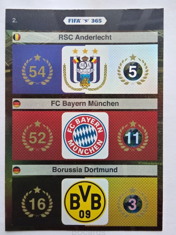 2015-16 Panini Fifa 365 Logo Borussia Bayern RSC Anderlecht /AU13