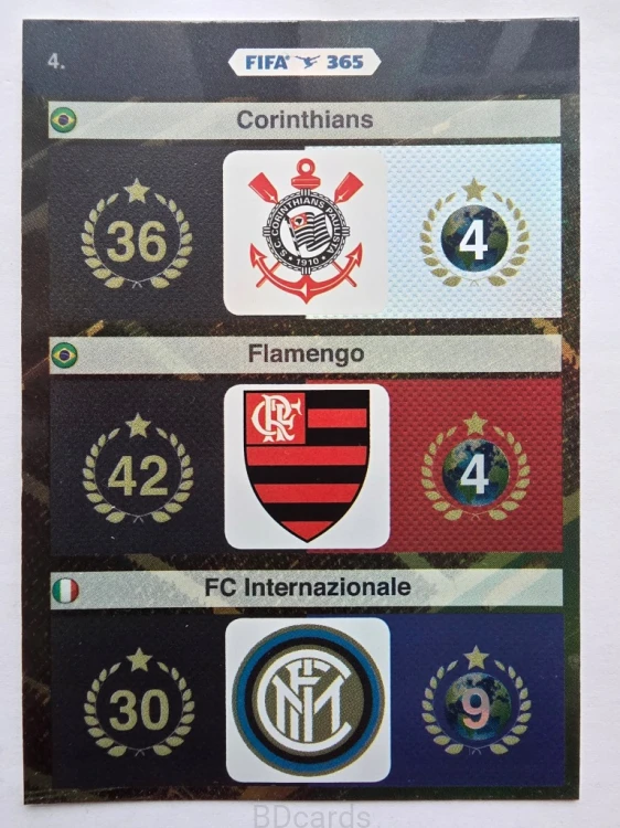 2015-16 Panini Fifa 365 Logo Inter Flamengo Corinthians /F