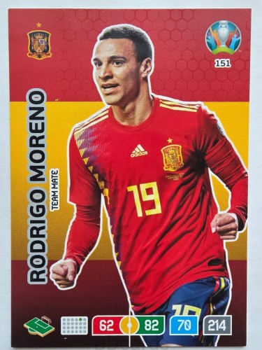 2020 Panini Euro Rodrigo Moreno Hiszpania Nr 151 /O