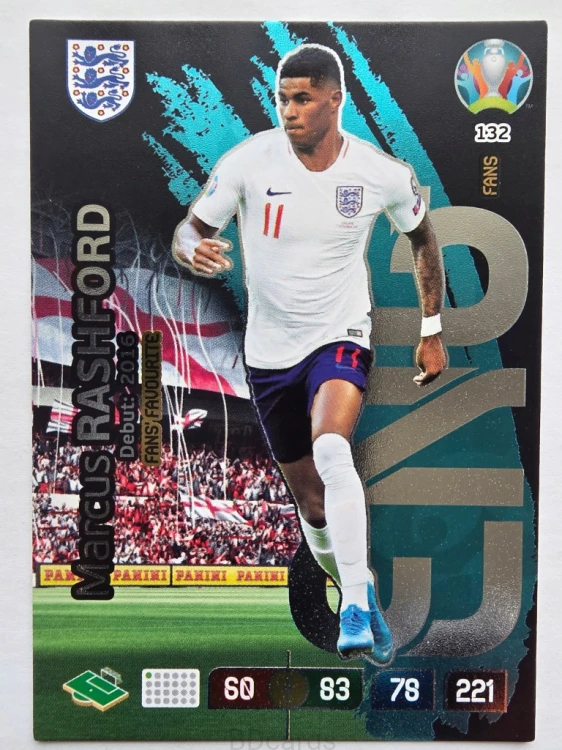 2020 Panini Euro Marcus Rashford Fans Favourite Anglia Nr 132 /O