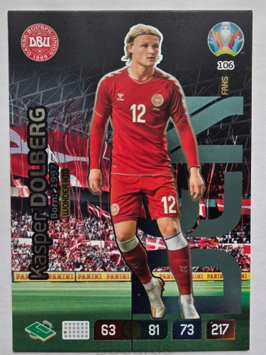 2020 Panini Euro Kasper Dolberg Wonder Kid Dania Nr 106 /O