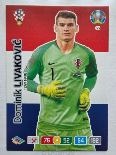 2020 Panini Euro Dominik Livaković Chorwacja Nr 65 /O