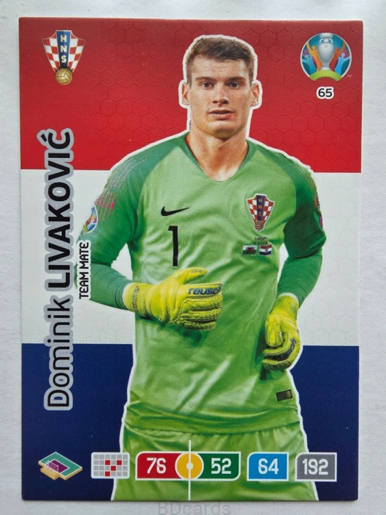 2020 Panini Euro Dominik Livaković Chorwacja Nr 65 /O