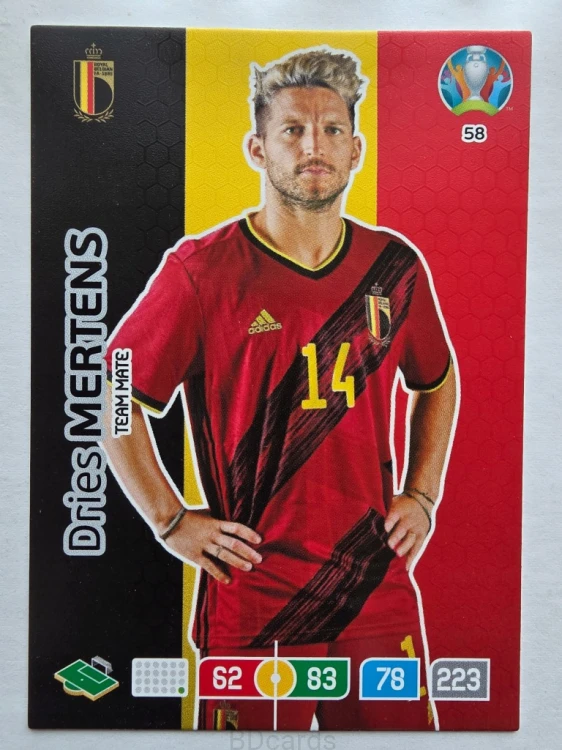 2020 Panini Euro Dries Mertens Belgia Nr 58 /O