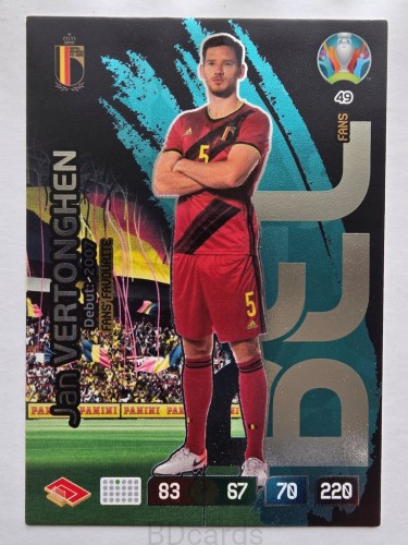 2020 Panini Euro Jan Vertonghen Fans Belgia Nr 49 /O