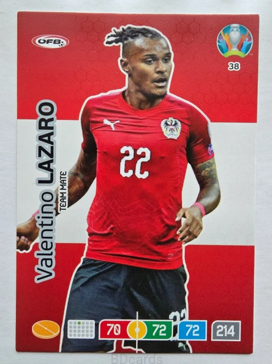 2020 Panini Euro Valentino Lazaro Austria Nr 38 /O