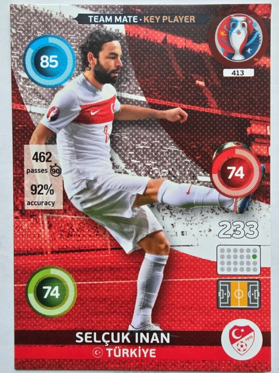 2016 Panini Euro Selcuk Inan Key Player Turcja Nr 413 /O