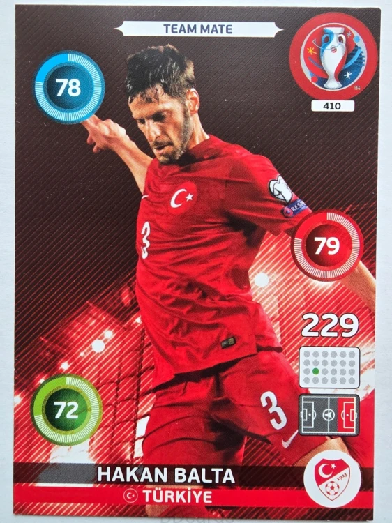2016 Panini Euro Hakan Balta Turcja Nr 410 /O