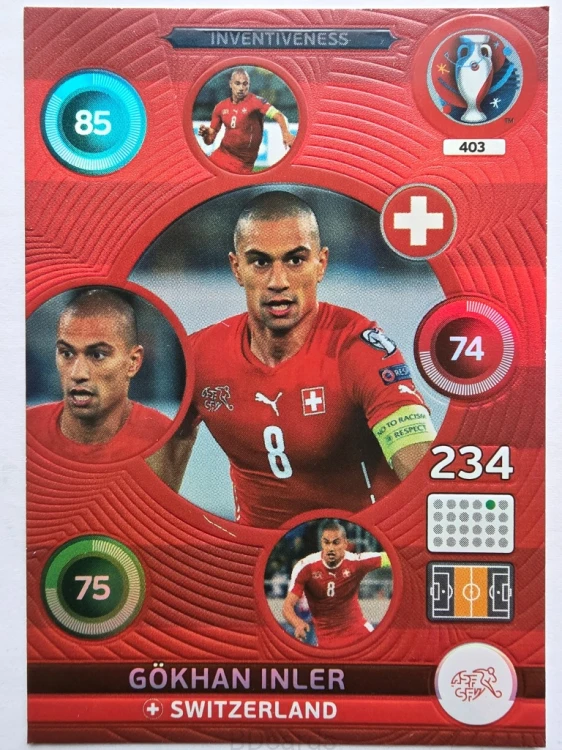 2016 Panini Euro Gokhan Inler Inventiveness Szwajcaria Nr 403 /O