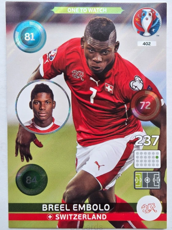2016 Panini Euro Breel Embolo One to Watch Szwajcaria Nr 402 /O