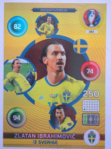 2016 Panini Euro Zlatan Ibrahimović Inventiveness Szwecja Nr 383 /J19