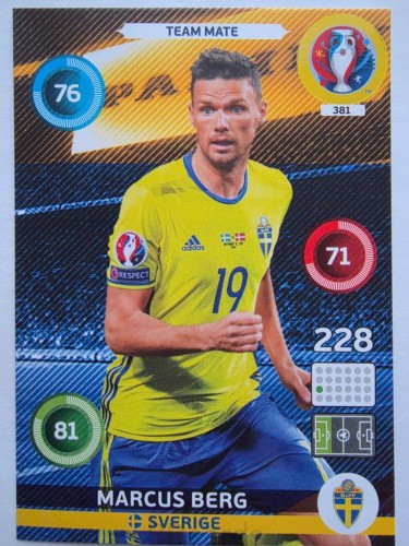 2016 Panini Euro Marcus Berg Szwecja Nr 381 /J18