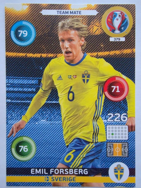 2016 Panini Euro Emil Forsberg Szwecja Nr 379 /J18