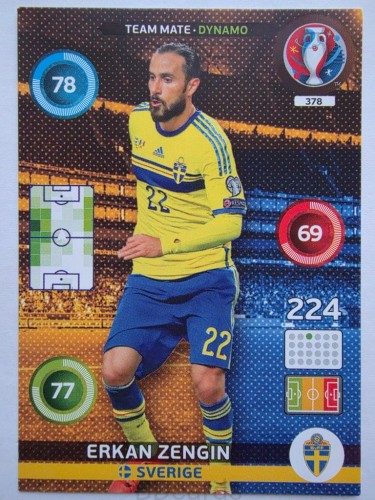 2016 Panini Euro Erkan Zengin Dynamo Szwecja Nr 378 /J18