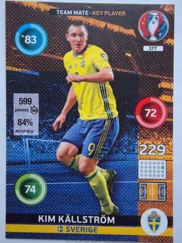 2016 Panini Euro Kim Kallstrom Szwecja Nr 377 /J17