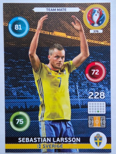 2016 Panini Euro Sebastian Larsson Szwecja Nr 376 /J17