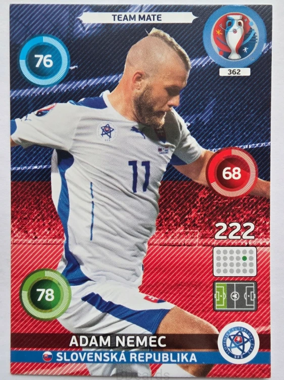 2016 Panini Euro Adam Nemec Słowacja Nr 362 /J12