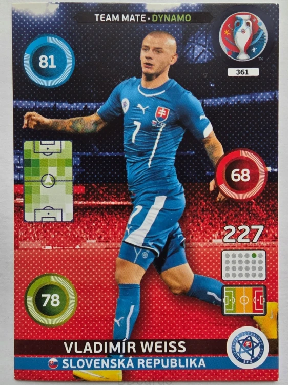 2016 Panini Euro Vladimir Weiss Dynamo Słowacja Nr 361 /J12