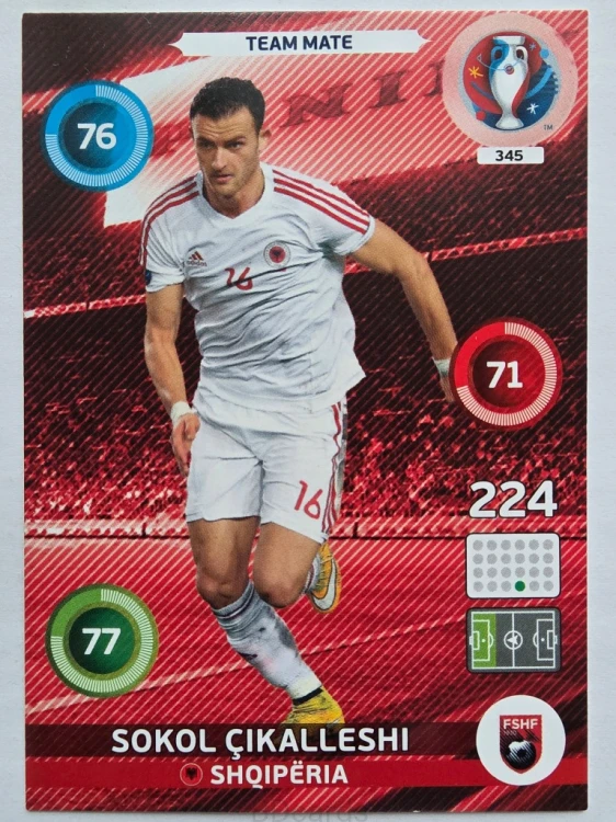 2016 Panini Euro Sokol Cikalleshi Albania Nr 345 /J8