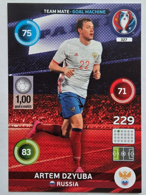 2016 Panini Euro Artem Dzyuba Goal Machine Rosja Nr 327 /J4