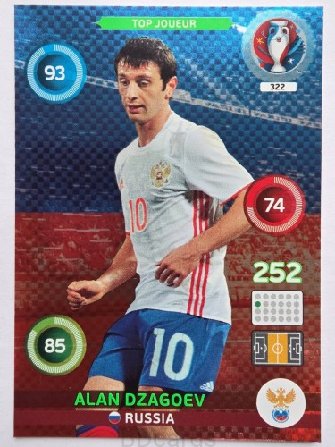 2016 Panini Euro Alan Dzagoev Top Joueur Rosja Nr 322 /J2