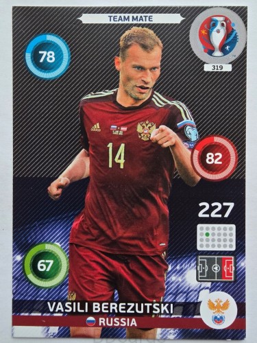 2016 Panini Euro Vasili Berezutski Rosja Nr 319 /J2