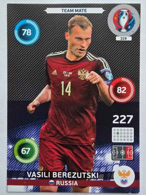 2016 Panini Euro Vasili Berezutski Rosja Nr 319 /J2
