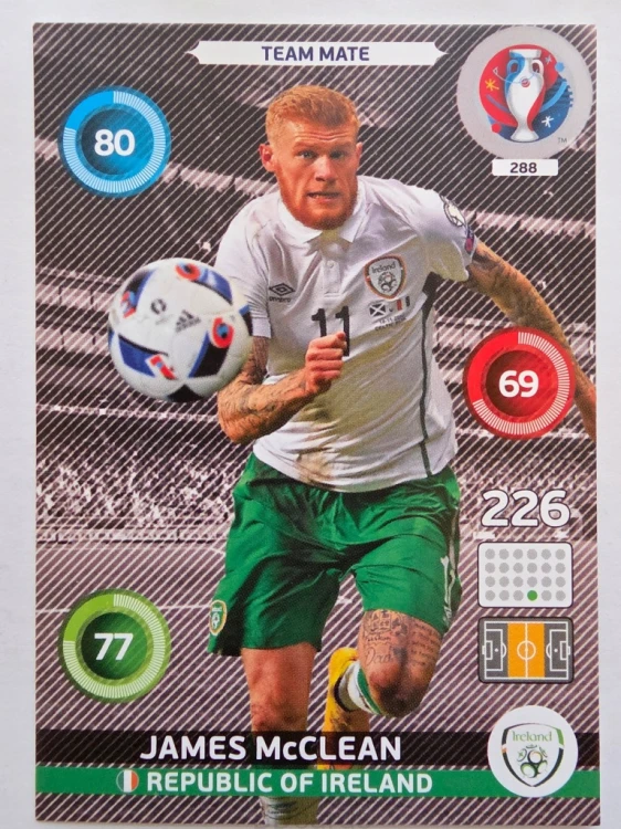 2016 Panini Euro James McClean Irlandia Nr 288 /H15