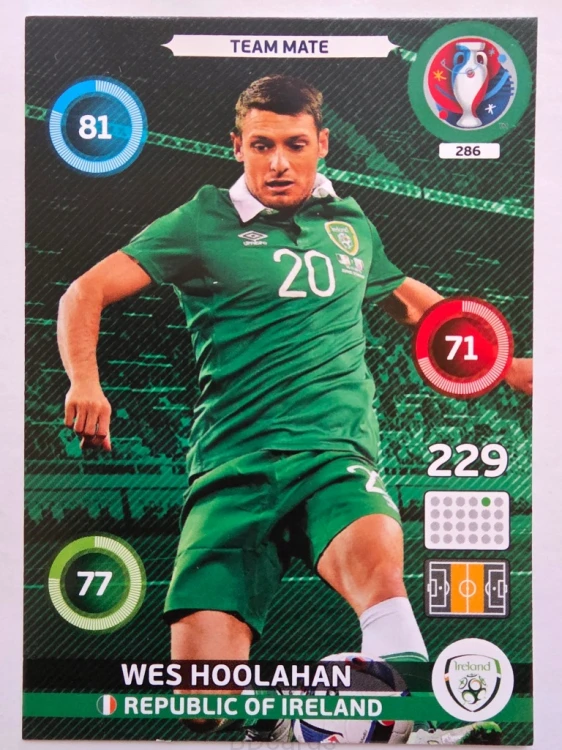 2016 Panini Euro Wes Hoolahan Irlandia Nr 286 /H13