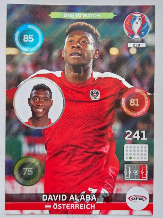 2016 Panini Euro David Alaba One to Watch Austria Nr 238 /H3