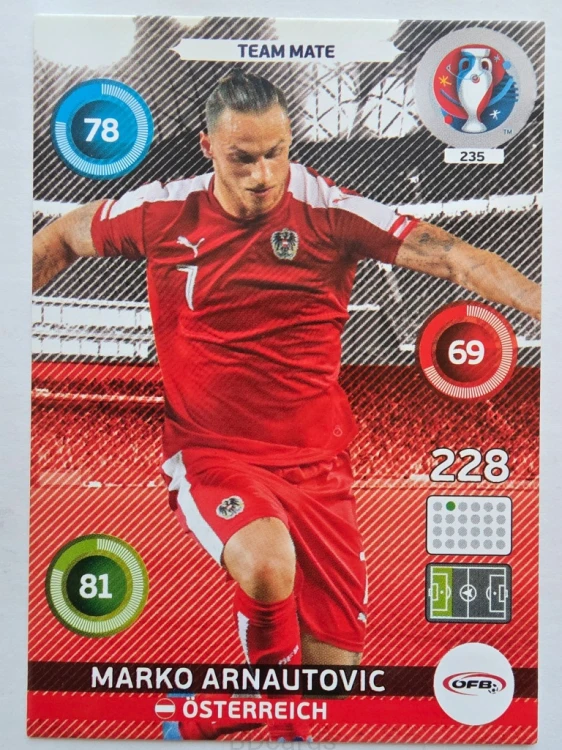 2016 Panini Euro Marko Arnautović Austria Nr 235 /H3
