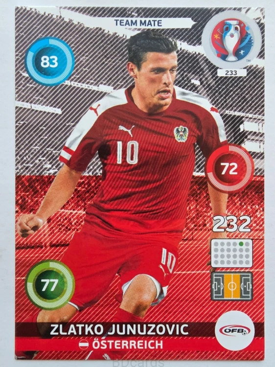 2016 Panini Euro Zlatko Junuzovć Austria Nr 233 /H3