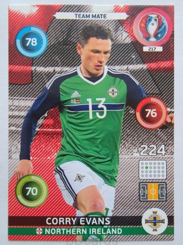 2016 Panini Euro Corry Evans Irlandia Połnocna Nr 217 /W22