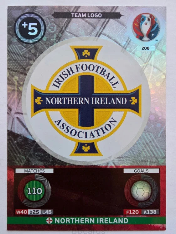 2016 Panini Euro Team Logo Irlandia Północna Nr 208 /W21
