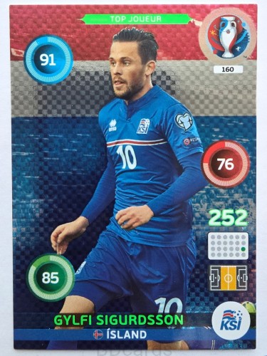 2016 Panini Euro Gylfi Sigurdsson Top Joueur Islandia Nr 160 /W3