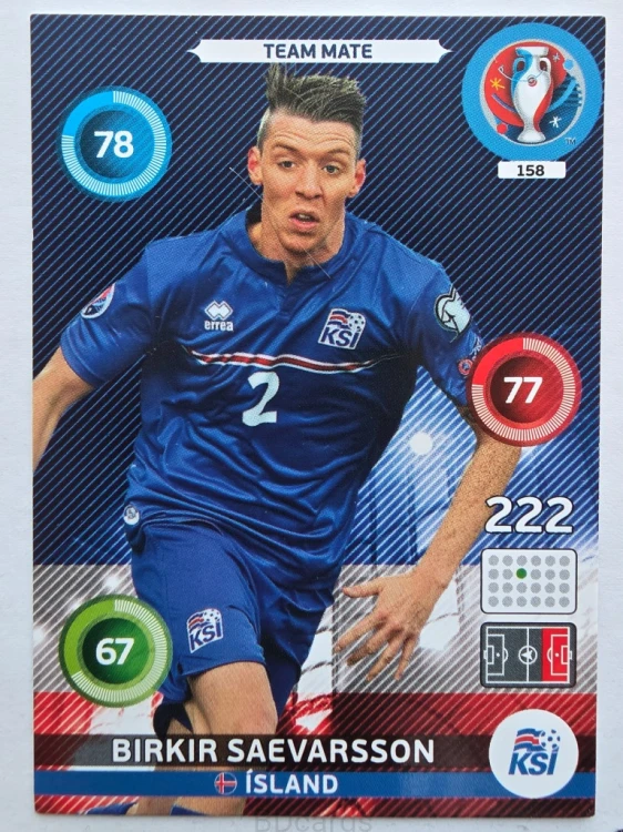 2016 Panini Euro Birkir Saevarsson Islandia Nr 158 /W2