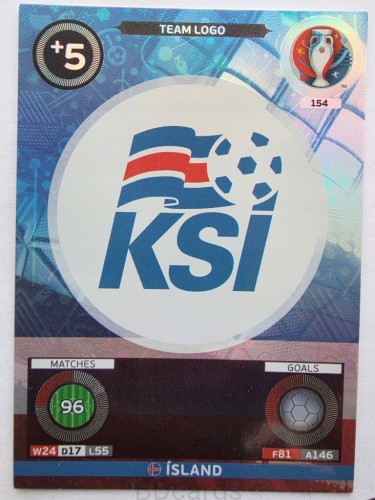 2016 Panini Euro Team Logo Islandia Nr 154 /W1