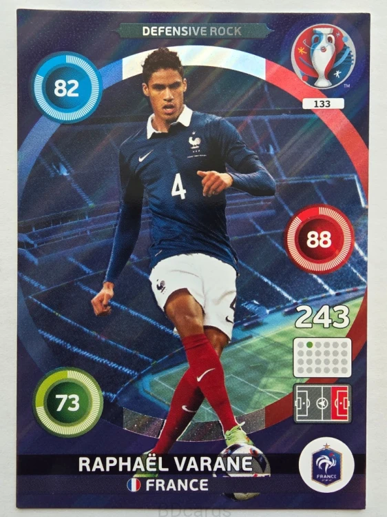 2016 Panini Euro Raphael Varane Defensive Rock Francja Nr 133 /Q19