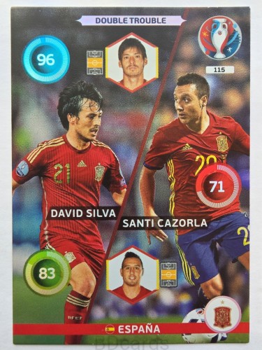 2016 Panini Euro Silva Cazorla Double Trouble Hiszpania Nr 115 /Q12