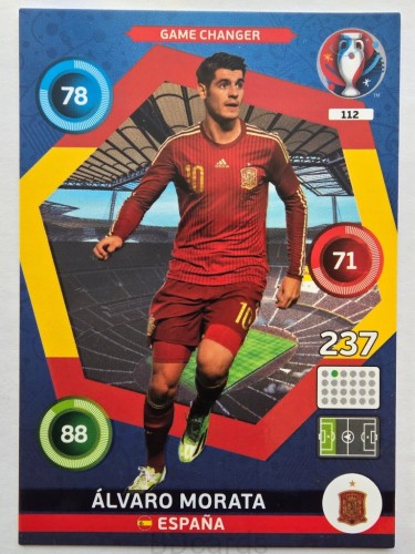 2016 Panini Euro Alvaro Morata Game Changer Hiszpania Nr 112 /Q11