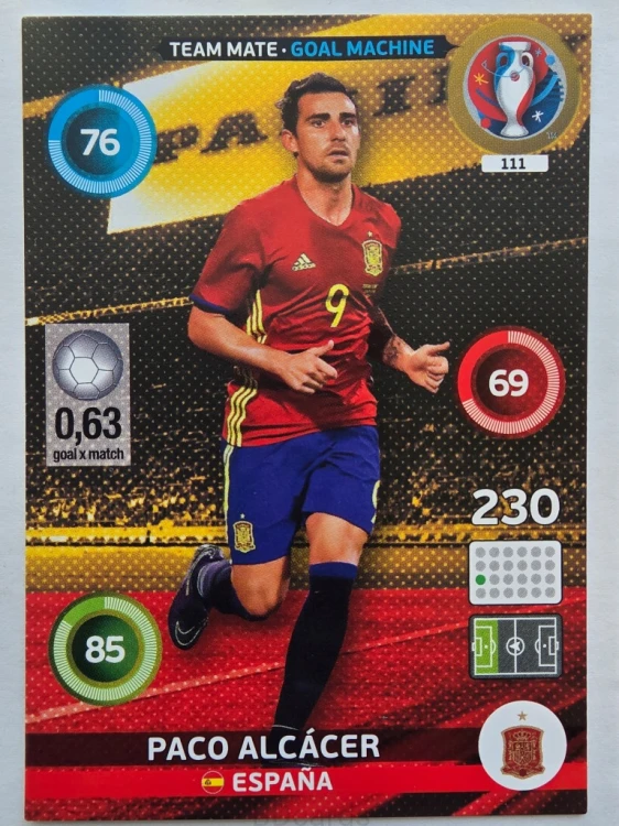 2016 Panini Euro Paco Alcacer Hiszpania Nr 111 /Q11